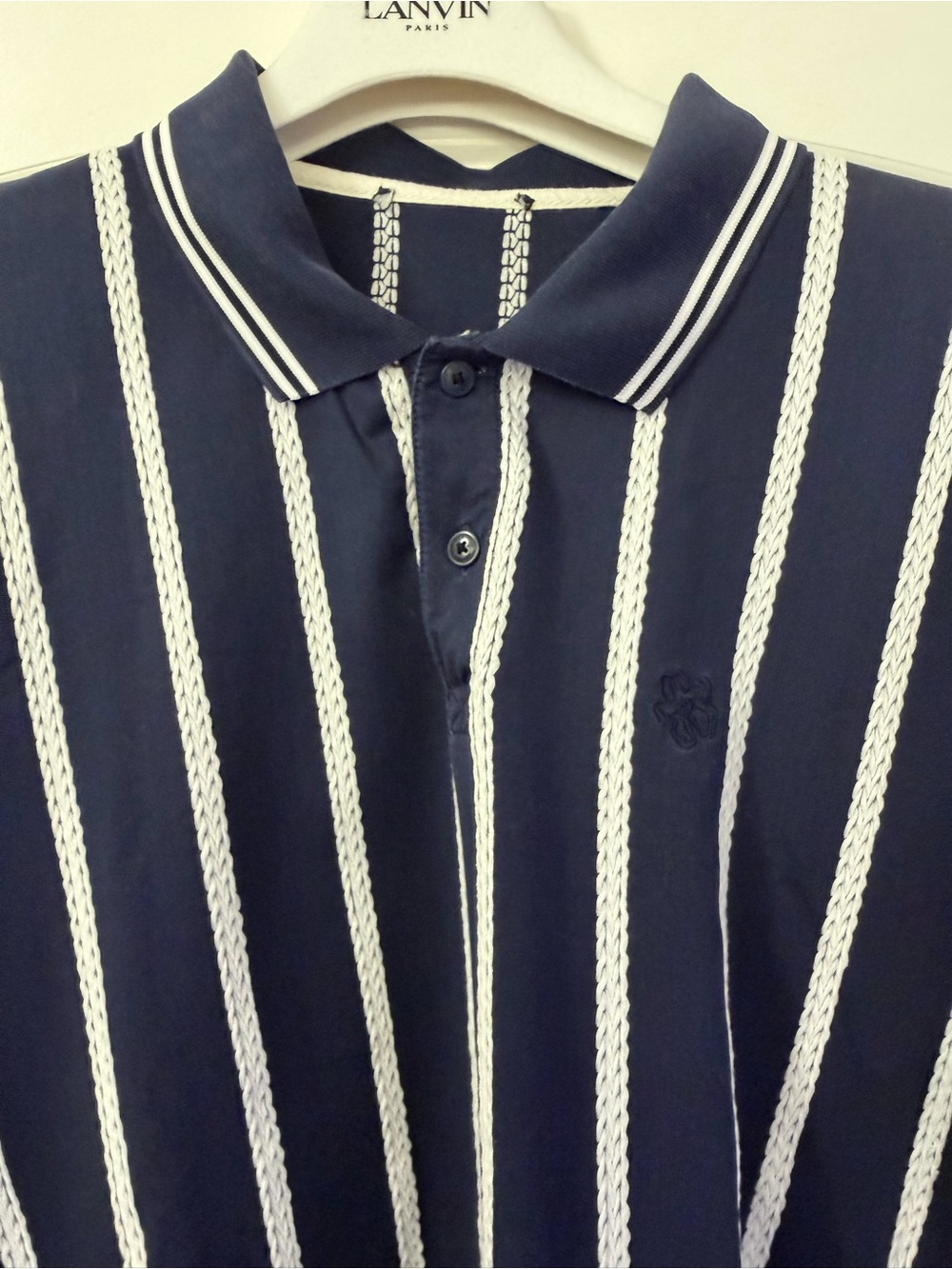 Ted Baker Navy & White Vertical Stripe Polo - Picture 4 of 8